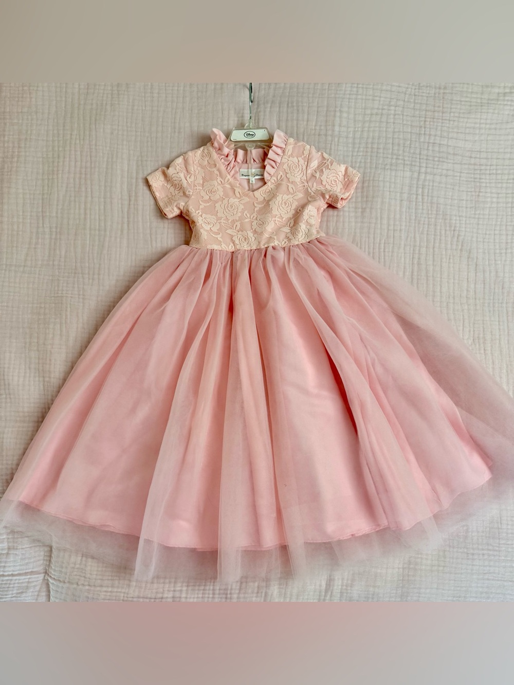 Oopsie Daisy Pink Lace & Tulle Flower Girl Dress - size girls 5yo